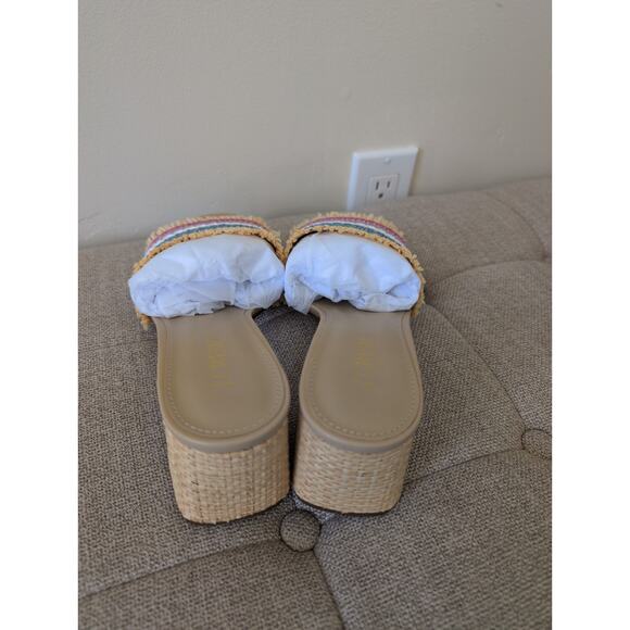 J.Crew Woven Mule Sandals In Rainbow Raffia Size 8.5 - Picture 3 of 5